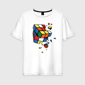 Женская футболка хлопок Oversize с принтом Кубик Рубика в Кировске, 100% хлопок | свободный крой, круглый ворот, спущенный рукав, длина до линии бедер
 | абстракция | арт | головоломка | кубик рубик | кубик рубика