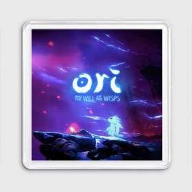 Магнит 55*55 с принтом Ori and the Will of the Wisps в Кировске, Пластик | Размер: 65*65 мм; Размер печати: 55*55 мм | ori | ori and the will of the wisps | игра | игры | ори | ори 2 | платформер