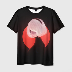 Мужская футболка 3D с принтом 2b Nier Black  в Кировске, 100% полиэфир | прямой крой, круглый вырез горловины, длина до линии бедер | 2b | art | black | nier automata