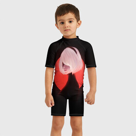 Детский купальный костюм 3D с принтом 2b Nier Black  в Кировске, Полиэстер 85%, Спандекс 15% | застежка на молнии на спине | Тематика изображения на принте: 2b | art | black | nier automata