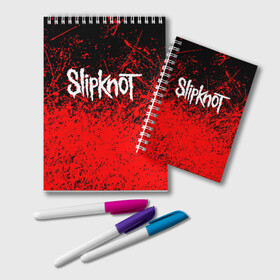 Блокнот с принтом SLIPKNOT в Кировске, 100% бумага | 48 листов, плотность листов — 60 г/м2, плотность картонной обложки — 250 г/м2. Листы скреплены удобной пружинной спиралью. Цвет линий — светло-серый
 | Тематика изображения на принте: slipknot | джей вайнберг | джеймс рут | джои джордисон | донни стили | кори тейлор | крис фен | крэйг джонс | мик томсон | пол греи | слипкнот | шон крэхан