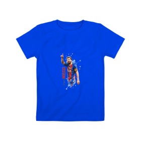 Детская футболка хлопок с принтом Месси в Кировске, 100% хлопок | круглый вырез горловины, полуприлегающий силуэт, длина до линии бедер | lionel | messi | барса | барселона | испания | лионель | месси | футбол