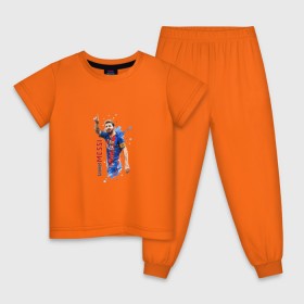 Детская пижама хлопок с принтом Месси в Кировске, 100% хлопок |  брюки и футболка прямого кроя, без карманов, на брюках мягкая резинка на поясе и по низу штанин
 | lionel | messi | барса | барселона | испания | лионель | месси | футбол