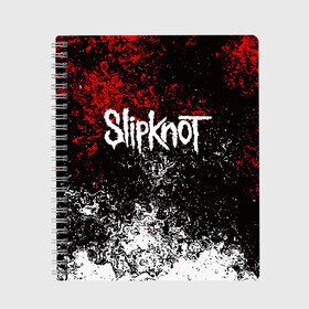 Тетрадь с принтом SLIPKNOT в Кировске, 100% бумага | 48 листов, плотность листов — 60 г/м2, плотность картонной обложки — 250 г/м2. Листы скреплены сбоку удобной пружинной спиралью. Уголки страниц и обложки скругленные. Цвет линий — светло-серый
 | slipknot | джей вайнберг | джеймс рут | джои джордисон | донни стили | кори тейлор | крис фен | крэйг джонс | мик томсон | пол греи | слипкнот | шон крэхан