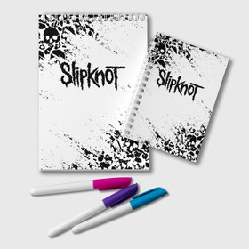 Блокнот с принтом SLIPKNOT в Кировске, 100% бумага | 48 листов, плотность листов — 60 г/м2, плотность картонной обложки — 250 г/м2. Листы скреплены удобной пружинной спиралью. Цвет линий — светло-серый
 | Тематика изображения на принте: slipknot | джей вайнберг | джеймс рут | джои джордисон | донни стили | кори тейлор | крис фен | крэйг джонс | мик томсон | пол греи | слипкнот | шон крэхан