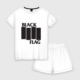 Женская пижама с шортиками хлопок с принтом Black Flag в Кировске, 100% хлопок | футболка прямого кроя, шорты свободные с широкой мягкой резинкой | black flag | арт | инструментальная музыка | музыка | панк рок | рок группа | фри джаз