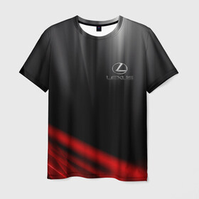 Мужская футболка 3D с принтом LEXUS. в Кировске, 100% полиэфир | прямой крой, круглый вырез горловины, длина до линии бедер | 2020 | auto | lexus | sport
 brand | авто | автомобильные | брэнд | классика | лексус | лого | логотип | марка | машины | следы от шин | спорт