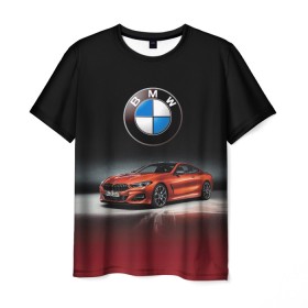 Мужская футболка 3D с принтом BMW в Кировске, 100% полиэфир | прямой крой, круглый вырез горловины, длина до линии бедер | Тематика изображения на принте: bmw | car | germany | prestige | red | автомобиль | бмв | германия | красный | престиж