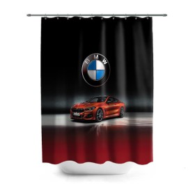 Штора 3D для ванной с принтом BMW в Кировске, 100% полиэстер | плотность материала — 100 г/м2. Стандартный размер — 146 см х 180 см. По верхнему краю — пластиковые люверсы для креплений. В комплекте 10 пластиковых колец | bmw | car | germany | prestige | red | автомобиль | бмв | германия | красный | престиж