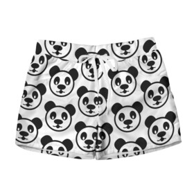 Женские шорты 3D с принтом panda в Кировске, 100% полиэстер | прямой крой, два кармана без застежек по бокам. Мягкая трикотажная резинка на поясе, внутри которой широкие завязки. Длина до середины бедра | big picture | panda | голова | животные | звери | панда | прикольные картинки