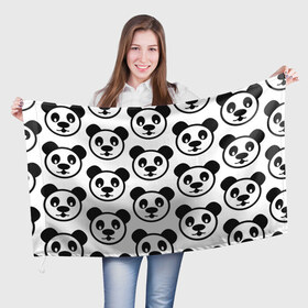 Флаг 3D с принтом panda в Кировске, 100% полиэстер | плотность ткани — 95 г/м2, размер — 67 х 109 см. Принт наносится с одной стороны | big picture | panda | голова | животные | звери | панда | прикольные картинки