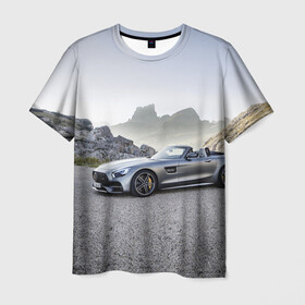 Мужская футболка 3D с принтом Mercedes V8 Biturbo в Кировске, 100% полиэфир | прямой крой, круглый вырез горловины, длина до линии бедер | cabriolet | car | germany | mercedes | mountains | nature | v 8 biturbo | автомобиль | германия | горы | кабриолет | мерседес | природа