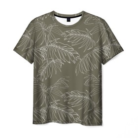 Мужская футболка 3D с принтом листья пальмы в Кировске, 100% полиэфир | прямой крой, круглый вырез горловины, длина до линии бедер | casual | summer | летние | лето | пляжное | тренд | тропики