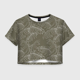 Женская футболка Crop-top 3D с принтом листья пальмы в Кировске, 100% полиэстер | круглая горловина, длина футболки до линии талии, рукава с отворотами | casual | summer | летние | лето | пляжное | тренд | тропики