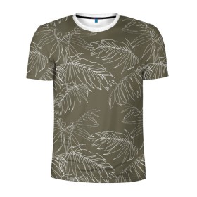 Мужская футболка 3D спортивная с принтом листья пальмы в Кировске, 100% полиэстер с улучшенными характеристиками | приталенный силуэт, круглая горловина, широкие плечи, сужается к линии бедра | casual | summer | летние | лето | пляжное | тренд | тропики