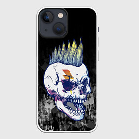 Чехол для iPhone 13 mini с принтом Череп с ирокезом | Punk в Кировске,  |  | pank | rock | skull | ирокез | модная | модный | музыка | панк | рок | рокер | скелет | череп