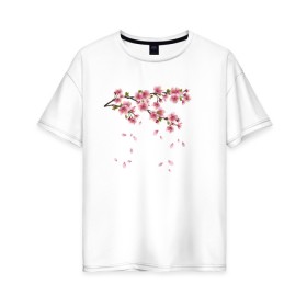 Женская футболка хлопок Oversize с принтом Весна 2020. в Кировске, 100% хлопок | свободный крой, круглый ворот, спущенный рукав, длина до линии бедер
 | весенние картинки | весна | весна 2020 | зелнь | прекрасное время года | прикольные картинки | природа | птицы | тюльпаны | цветы