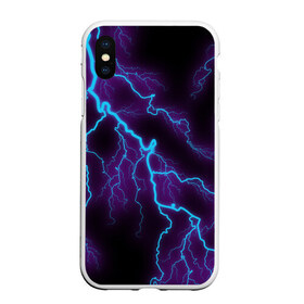 Чехол для iPhone XS Max матовый с принтом МОЛНИЯ в Кировске, Силикон | Область печати: задняя сторона чехла, без боковых панелей | Тематика изображения на принте: гроза | гром | молния | небо | неон | неоновый | ночь | природа | разряд | текстура | ток | электричество | яркий