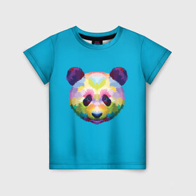 Детская футболка 3D с принтом Панда в Кировске, 100% гипоаллергенный полиэфир | прямой крой, круглый вырез горловины, длина до линии бедер, чуть спущенное плечо, ткань немного тянется | арт | голова панды | животные | медведи | панда