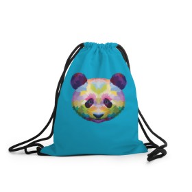 Рюкзак-мешок 3D с принтом Панда в Кировске, 100% полиэстер | плотность ткани — 200 г/м2, размер — 35 х 45 см; лямки — толстые шнурки, застежка на шнуровке, без карманов и подкладки | арт | голова панды | животные | медведи | панда