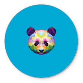 Коврик для мышки круглый с принтом Панда в Кировске, резина и полиэстер | круглая форма, изображение наносится на всю лицевую часть | арт | голова панды | животные | медведи | панда