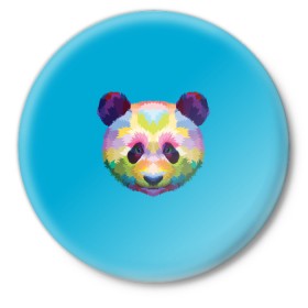 Значок с принтом Панда в Кировске,  металл | круглая форма, металлическая застежка в виде булавки | арт | голова панды | животные | медведи | панда