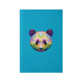 Обложка для паспорта матовая кожа с принтом Панда в Кировске, натуральная матовая кожа | размер 19,3 х 13,7 см; прозрачные пластиковые крепления | арт | голова панды | животные | медведи | панда