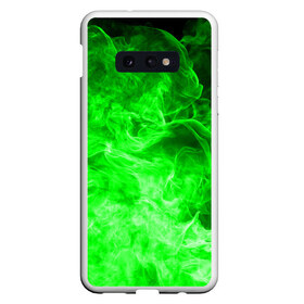 Чехол для Samsung S10E с принтом ОГОНЬ GREEN NEON в Кировске, Силикон | Область печати: задняя сторона чехла, без боковых панелей | Тематика изображения на принте: битва огней | зеленый | неон | неоновый | огонь | пламя | пожар | салатовый | стихия | текстура | цветной | яркий