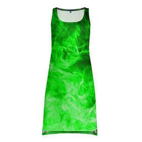 Платье-майка 3D с принтом ОГОНЬ GREEN NEON в Кировске, 100% полиэстер | полуприлегающий силуэт, широкие бретели, круглый вырез горловины, удлиненный подол сзади. | битва огней | зеленый | неон | неоновый | огонь | пламя | пожар | салатовый | стихия | текстура | цветной | яркий