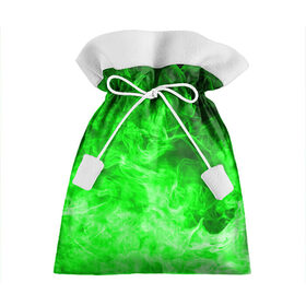 Подарочный 3D мешок с принтом ОГОНЬ GREEN NEON в Кировске, 100% полиэстер | Размер: 29*39 см | битва огней | зеленый | неон | неоновый | огонь | пламя | пожар | салатовый | стихия | текстура | цветной | яркий