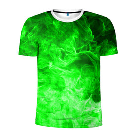 Мужская футболка 3D спортивная с принтом ОГОНЬ GREEN NEON в Кировске, 100% полиэстер с улучшенными характеристиками | приталенный силуэт, круглая горловина, широкие плечи, сужается к линии бедра | битва огней | зеленый | неон | неоновый | огонь | пламя | пожар | салатовый | стихия | текстура | цветной | яркий