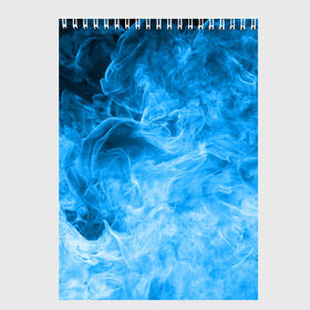 Скетчбук с принтом ОГОНЬ BLUE в Кировске, 100% бумага
 | 48 листов, плотность листов — 100 г/м2, плотность картонной обложки — 250 г/м2. Листы скреплены сверху удобной пружинной спиралью | битва огней | неон | неоновый | огонь | пламя | пожар | синий | стихия | текстура | цветной | яркий