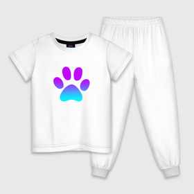Детская пижама хлопок с принтом ЛАПА в Кировске, 100% хлопок |  брюки и футболка прямого кроя, без карманов, на брюках мягкая резинка на поясе и по низу штанин
 | animals | dog | footprint | funny | paw | puppy | животные | лапа | прикол | след | собака | щенок