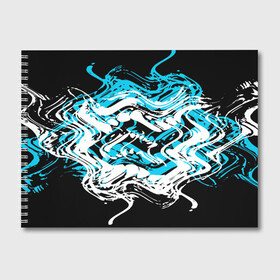 Альбом для рисования с принтом Blue Combo в Кировске, 100% бумага
 | матовая бумага, плотность 200 мг. | Тематика изображения на принте: blue | white | абстракция | белый | брызги | граффити | краска | разводы | синий