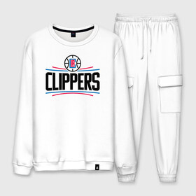 Мужской костюм хлопок с принтом Los Angeles Clippers (1) в Кировске, 100% хлопок | на свитшоте круглая горловина, мягкая резинка по низу. Брюки заужены к низу, на них два вида карманов: два “обычных” по бокам и два объемных, с клапанами, расположенные ниже линии бедра. Брюки с мягкой трикотажной резинкой на поясе и по низу штанин. В поясе для дополнительного комфорта — широкие завязки | ball | basketball | clippers | sport | streetball | баскетбол | клипперс | мяч | нба | спорт | стритбол