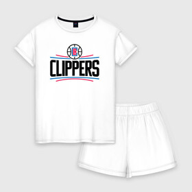 Женская пижама с шортиками хлопок с принтом Los Angeles Clippers (1) в Кировске, 100% хлопок | футболка прямого кроя, шорты свободные с широкой мягкой резинкой | ball | basketball | clippers | sport | streetball | баскетбол | клипперс | мяч | нба | спорт | стритбол