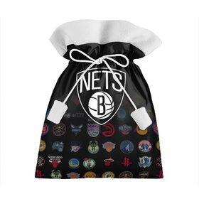 Подарочный 3D мешок с принтом Brooklyn Nets (1) в Кировске, 100% полиэстер | Размер: 29*39 см | 