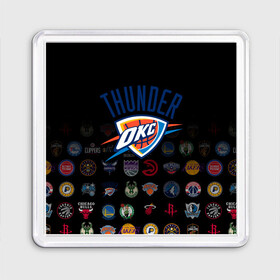 Магнит 55*55 с принтом Oklahoma City Thunder (2) в Кировске, Пластик | Размер: 65*65 мм; Размер печати: 55*55 мм | ball | basketball | sport | streetball | thunder | баскетбол | мяч | нба | спорт | стритбол | тандер