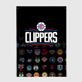 Постер с принтом Los Angeles Clippers (2) в Кировске, 100% бумага
 | бумага, плотность 150 мг. Матовая, но за счет высокого коэффициента гладкости имеет небольшой блеск и дает на свету блики, но в отличии от глянцевой бумаги не покрыта лаком | ball | basketball | clippers | sport | streetball | баскетбол | клипперс | мяч | нба | спорт | стритбол