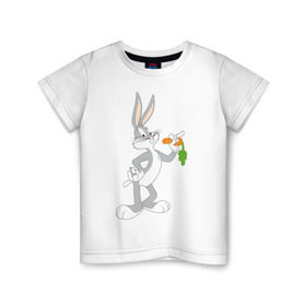 Детская футболка хлопок с принтом Багз Банни в Кировске, 100% хлопок | круглый вырез горловины, полуприлегающий силуэт, длина до линии бедер | bugs bunny | looney tunes | vdzabma | багз банни | луни тюнз