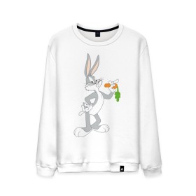 Мужской свитшот хлопок с принтом Багз Банни в Кировске, 100% хлопок |  | bugs bunny | looney tunes | vdzabma | багз банни | луни тюнз