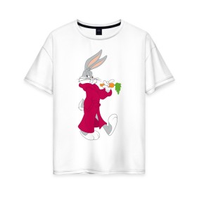 Женская футболка хлопок Oversize с принтом Багз Банни в Кировске, 100% хлопок | свободный крой, круглый ворот, спущенный рукав, длина до линии бедер
 | bugs bunny | looney tunes | vdzabma | багз банни | луни тюнз