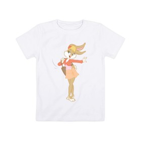 Детская футболка хлопок с принтом Лола Банни в Кировске, 100% хлопок | круглый вырез горловины, полуприлегающий силуэт, длина до линии бедер | lola bunny | looney tunes | vdzabma | лола банни | луни тюнз