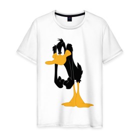 Мужская футболка хлопок с принтом Даффи Дак в Кировске, 100% хлопок | прямой крой, круглый вырез горловины, длина до линии бедер, слегка спущенное плечо. | daffy duck | looney tunes | vdzabma | даффи дак | луни тюнз