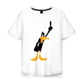 Мужская футболка хлопок Oversize с принтом Даффи Дак в Кировске, 100% хлопок | свободный крой, круглый ворот, “спинка” длиннее передней части | daffy duck | looney tunes | vdzabma | даффи дак | луни тюнз