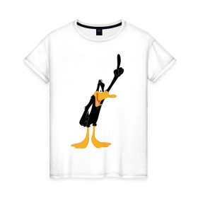 Женская футболка хлопок с принтом Даффи Дак в Кировске, 100% хлопок | прямой крой, круглый вырез горловины, длина до линии бедер, слегка спущенное плечо | daffy duck | looney tunes | vdzabma | даффи дак | луни тюнз