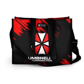 Сумка-шоппер 3D с принтом Umbrella Corporation. в Кировске, 100% полиэстер | застегивается на металлическую кнопку; внутренний карман застегивается на молнию. Стенки укреплены специальным мягким материалом, чтобы защитить содержимое от несильных ударов
 | resident evil | umbrella corporation | амбрелла | амбрелла корпорейшн | вирус | вымышленная военная и фармацевтическая корпорация | игра | умбрелла