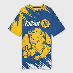 Платье-футболка 3D с принтом FALLOUT_76. в Кировске,  |  | 101 | 111 | 13 | 76 | atom cats | bethesda | brotherhood of steel | fallout | nuka cola | tunnel snakes | vault | war | братство стали | война | убежище | фолаут | фоллаут | ядер кола