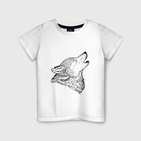 Детская футболка хлопок с принтом Поющий волк в Кировске, 100% хлопок | круглый вырез горловины, полуприлегающий силуэт, длина до линии бедер | canidae | canis latrans | canis lupus | wolf | воет | волк | волки | коёт | пес | псовые | серый волк | собаки