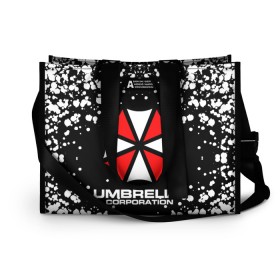 Сумка-шоппер 3D с принтом Umbrella Corporation. в Кировске, 100% полиэстер | застегивается на металлическую кнопку; внутренний карман застегивается на молнию. Стенки укреплены специальным мягким материалом, чтобы защитить содержимое от несильных ударов
 | resident evil | umbrella corporation | амбрелла | амбрелла корпорейшн | вирус | вымышленная военная и фармацевтическая корпорация | игра | умбрелла